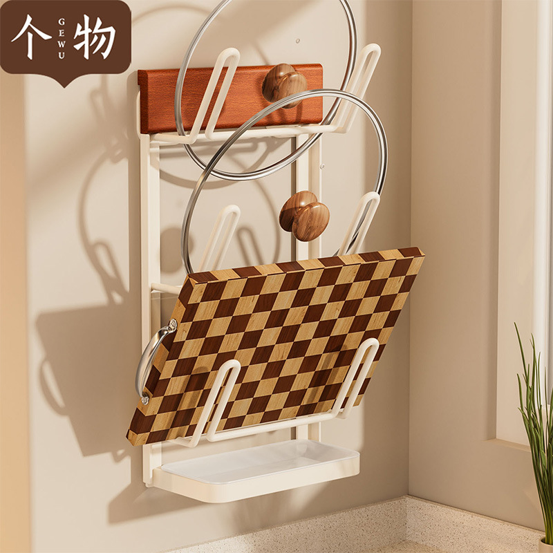 实木中古风双层锅盖架
