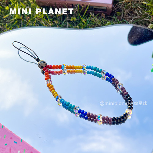 MINIPLANET彩虹珍珠 mini链 进口捷克天然石 ccd短手机链挂饰