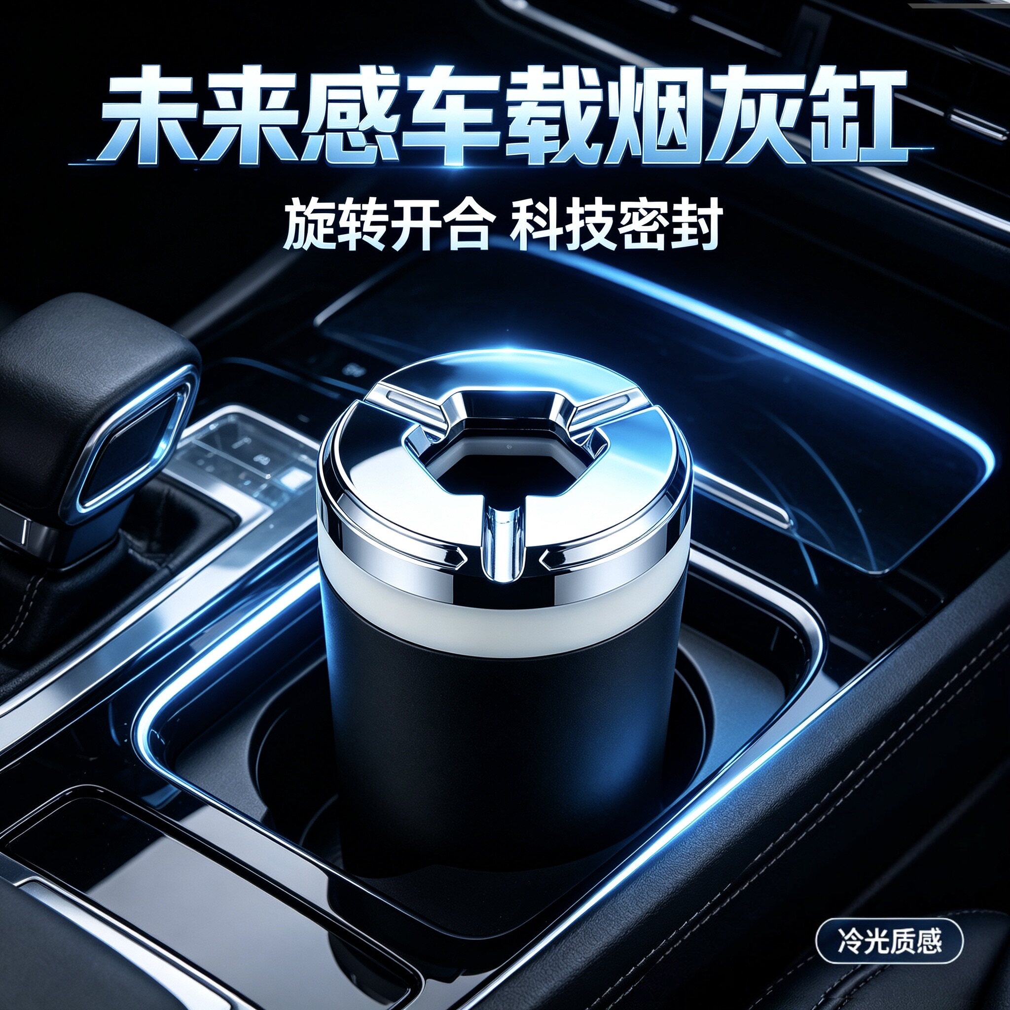 车载烟灰缸密封旋转汽车防灰飞金属创意高端车内车用烟灰防掉神器
