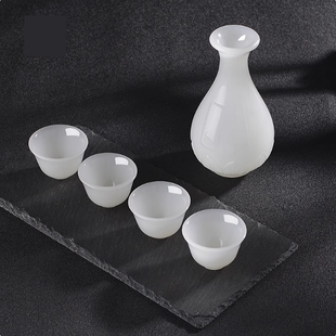 中式分酒器仿羊脂白玉石酒具琉璃套装烈酒杯小酒杯白酒杯礼品礼物