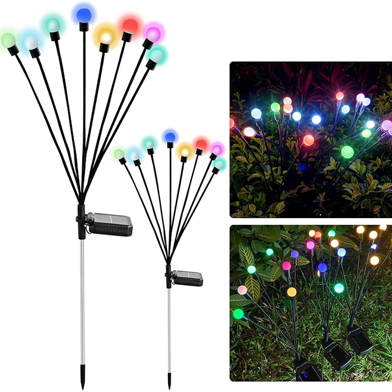 新款太阳能萤火虫灯摇摆6LED8LED10LED户外草坪灯小白球太阳能灯