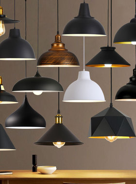 吊灯铁艺复古黑色餐桌灯简约餐厅吊灯吧台灯单头工业风商用工程灯