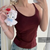 LC108&OI轻暖牛奶肌蕾丝背心女自带胸垫内搭外穿纯欲美背无袖 打底