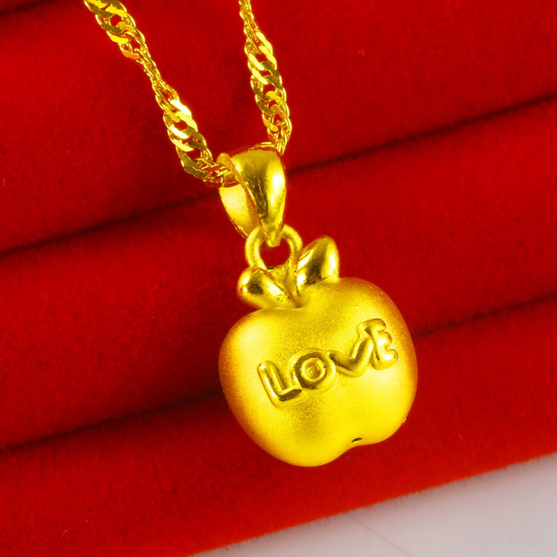 黄金项链吊坠9999足金女款苹果坠子love纯金套链圣诞节礼物送女友