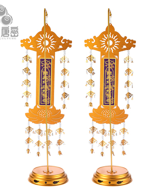 四季唐密镀金璎珞幢幡摆件