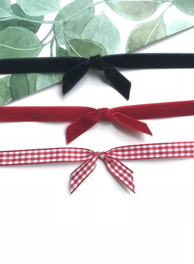 choker韩版红格子打结项圈锁骨链