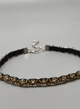 中古风银色咖色水晶项链女小众设计感轻奢气质百搭锁骨链废土风