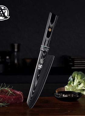 日本三本盛大马士革粉末钢切付刀高级进口多功能菜刀料理刺身刀