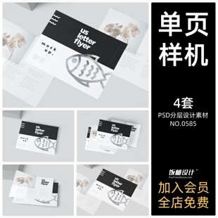 DM单页宣传单文创智能贴图样机模板PSD分层设计素材