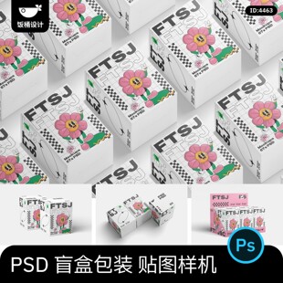 盲盒盲袋IP玩具包装盒纸盒文创产品贴图样机vi设计效果图psd素材