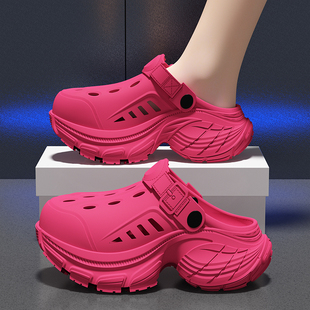 踩屎感防滑增高包头运动外穿两用凉拖鞋 夏季 女2025新款 厚底洞洞鞋