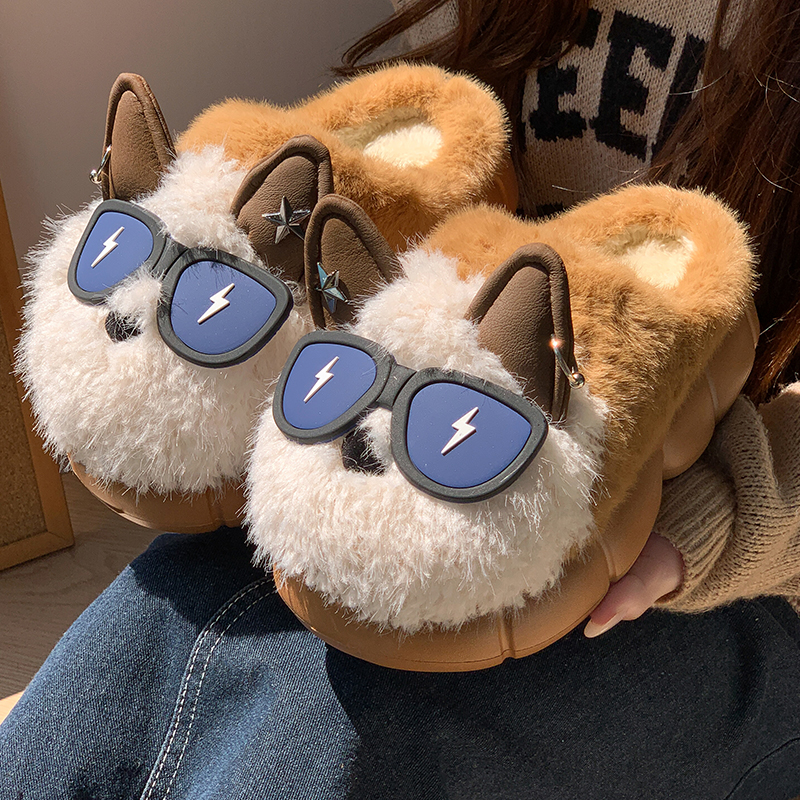 可爱棉拖鞋女士秋冬季2025新款毛绒绒厚底居家室内踩屎感月子鞋男