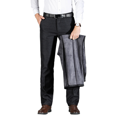 冬季加绒加厚裤子男款爸爸加绒裤