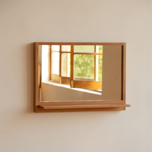 MUMO木墨壁挂镜覆古装饰镜设计感实木卧室化妆台上墙化妆镜子