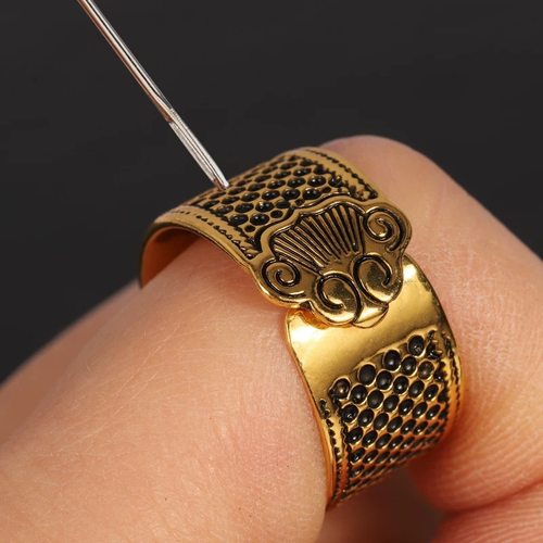 老式顶针仿银戒指DIY缝纫工具手