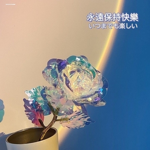 變幻金箔星空玫瑰花浪漫永恒情侶七夕情 陽光捕手七彩炫光玫瑰花
