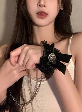 毛绒皮革情侣道具剧本杀加重手扣蕾丝边手环腿环手链饰品