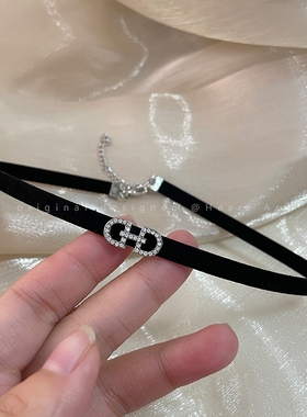 choker锁骨链女颈带项圈脖子配饰高级黑色绳子颈链短款项链