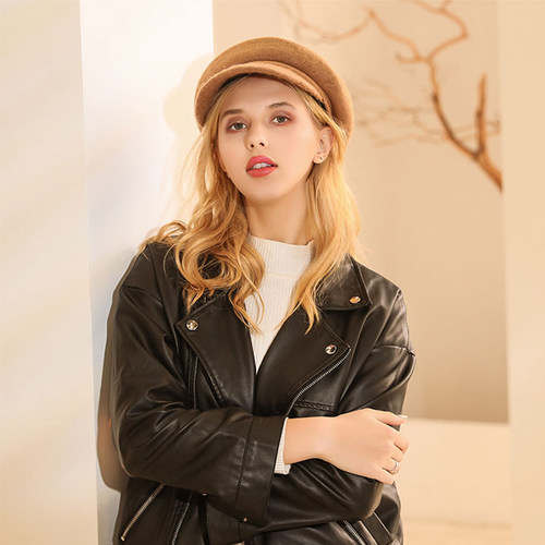 女秋冬韩版百搭潮帽子鸭舌贝雷帽