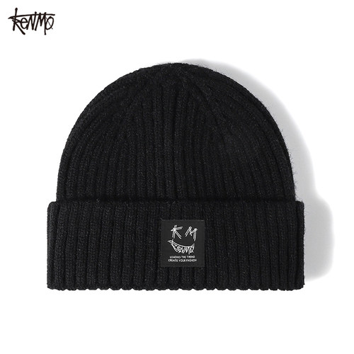肯默黑色嘻哈保暖针织帽