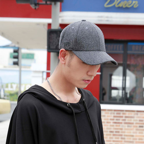 潮牌ins日系街头纯色毛呢帽子