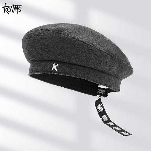 肯默户外秋冬飘带保暖男女贝雷帽