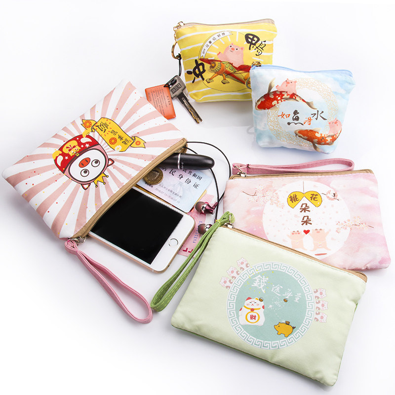 搞怪手包女小包零钱包学生韩版2019新款可爱大屏手机袋帆布手拿包