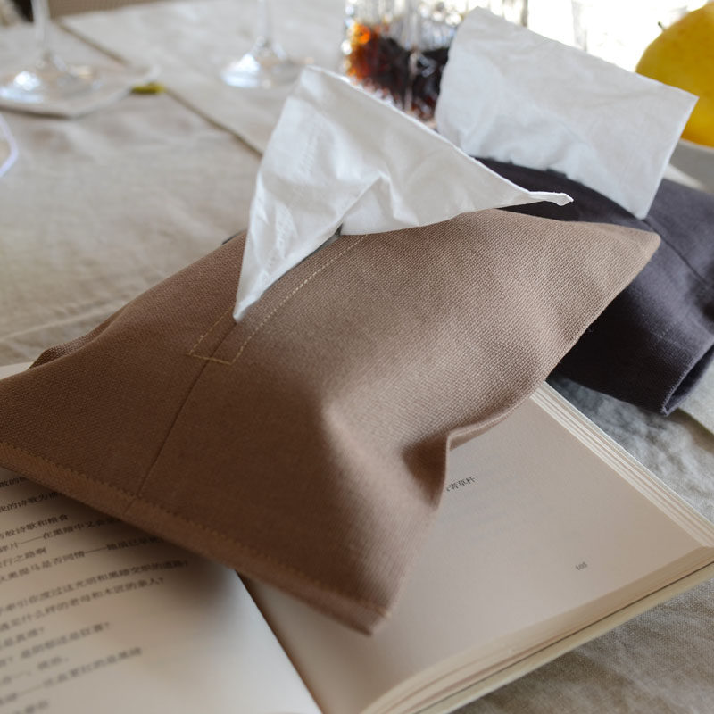 极简设计纯色棉麻防水加厚纸巾袋