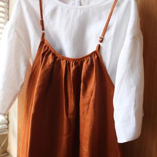 配T恤都可以 单穿 慵懒随性显瘦A字连衣裙 纯汉麻吊带裙 白日星河