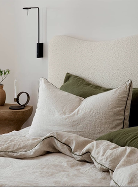 设计师系列 撞色滚边汉麻亚麻四件套床品 亲肤爽滑100%hemp可定制