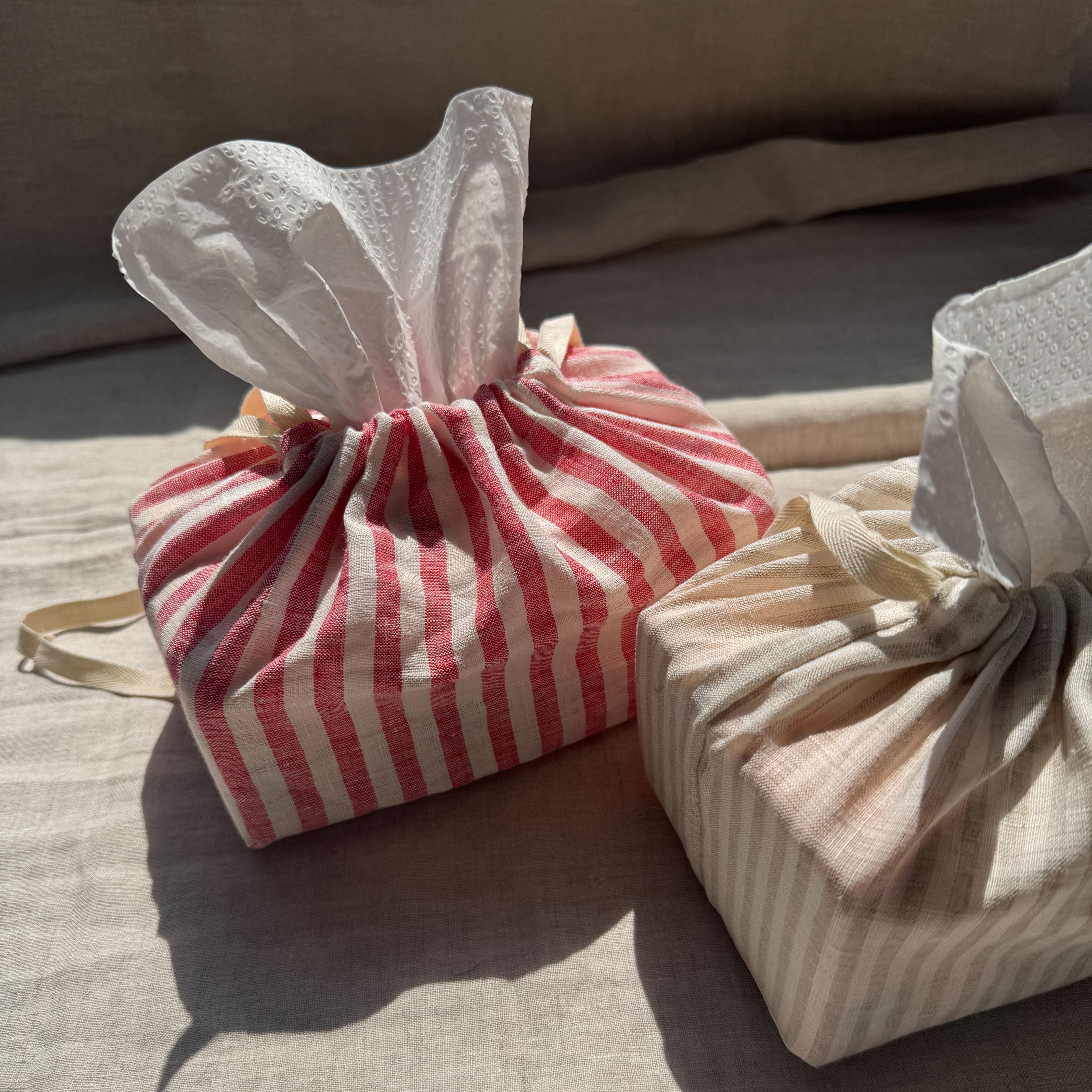 100%亚麻抽绳纸巾袋可悬挂可水洗 厨房纸巾包车载家居抽纸盒收纳