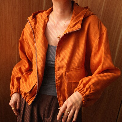 放晴 纯亚麻短款连帽拉链衫卫衣 宽松版防晒开衫外套上衣