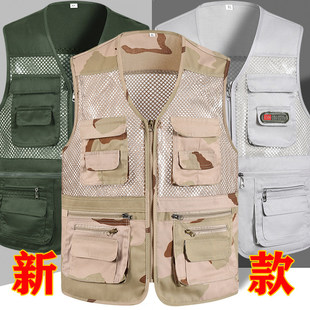 春夏薄款四季马甲纯棉登山休闲速干多口袋功能摄影钓鱼背心坎肩男