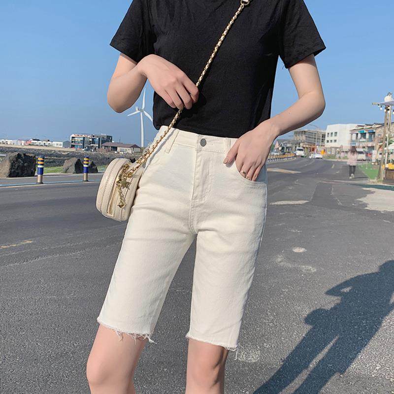 高腰牛仔短裤女夏季2019新款黑色直筒外穿紧身弹力骑行健美五分裤在类目 女装/女士精品, 牛仔裤中 - 来自Buy2taobao.com提供专业的淘宝代购服务