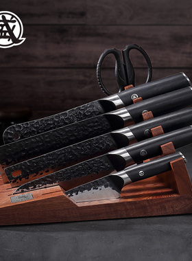 日本三本盛厨房实木卧式刀架置物架刀座收纳木质菜刀架台面架子