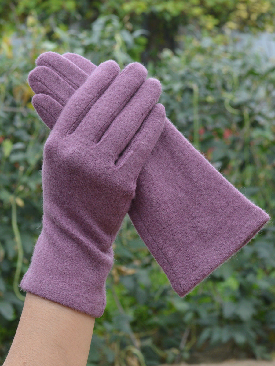GLOVES WOMENS WOOL GLOVES SPRING AND AUTUMN SINGLE LAYER THIN AUTUMN AND WINTER CASUAL WARM TOUCH SCREEN FINGER SOLID COLOR WOMENS SHORT