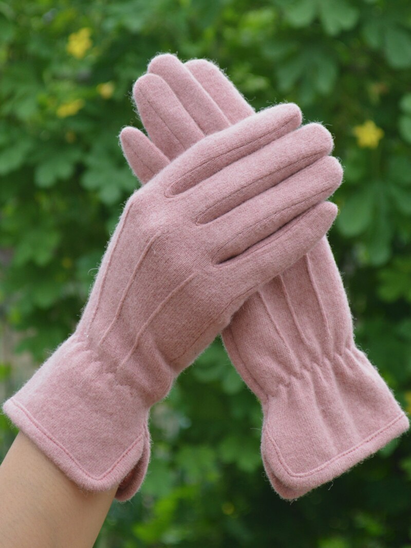 AUTUMN AND WINTER WARM GLOVES WOMENS WOOL WINTER LADIES FINGER THIN SOLID COLOR WOMENS TOUCH SCREEN CYCLING CASUAL FASHION