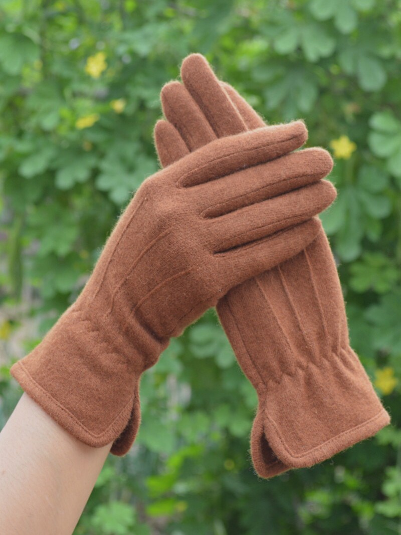 AUTUMN AND WINTER WARM GLOVES WOMENS WOOL WINTER LADIES FINGER THIN SOLID COLOR WOMENS TOUCH SCREEN CYCLING CASUAL FASHION