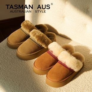 澳洲TASMAN AUS波西米亚厚底翻毛居家穆勒拖鞋厚底毛茸茸5906