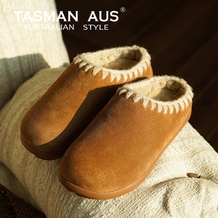 澳洲TASMAN 美利奴羊毛加绒加厚5899 AUS北欧刺绣小土豆拖鞋