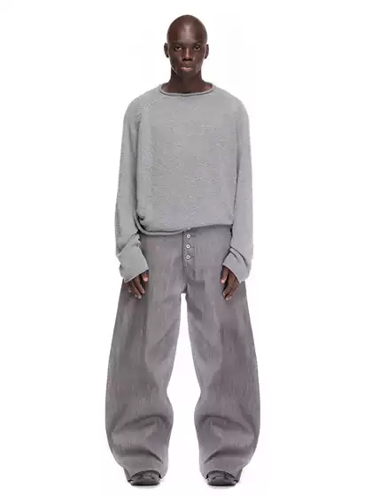 No Faith Studios Stereo Micro-Flared Knife-Cut Pants Casual Loose Washed Faded Baggy Jeans