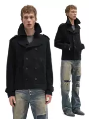 No Faith Studios 26Fw Arrow Pattern Ribbed Jacket Casual Loose Double-Breasted Lapel Coat