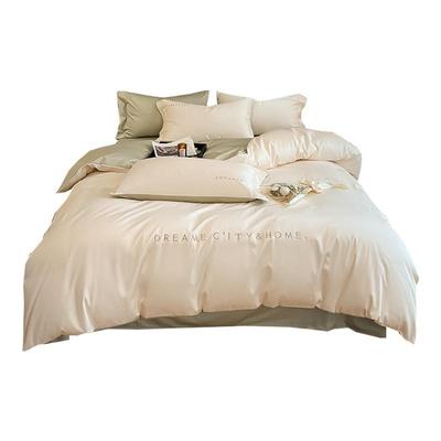 轻奢60支长绒棉被套单件全棉纯棉被罩纯色双拼被单南通床上用品