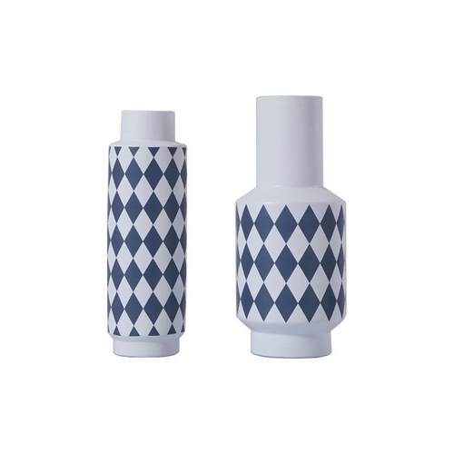 厂家直销北欧简约现代几何图案陶瓷花瓶设计师软装样板房饰品摆件