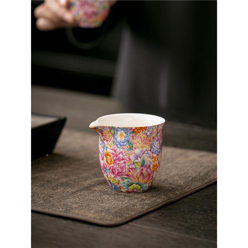 琅彩万花公道配杯珐陶瓷公茶杯家用匀茶分茶器WEP海功夫茶具茶道