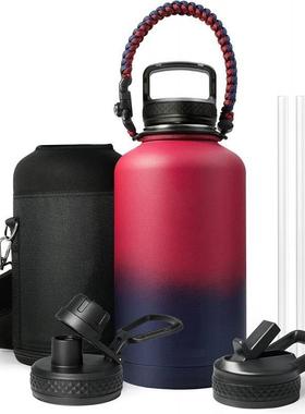 64oz大容量手提太空壶户外运动304不锈钢登山壶带杯套