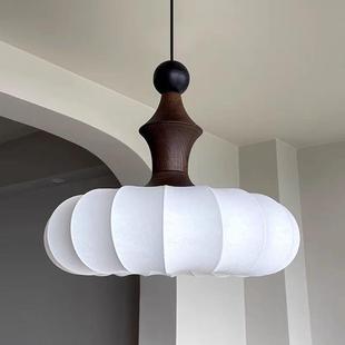 照迎竹节复古中古卧室吊灯原木风餐厅灯高级感房间实木侘寂风灯具