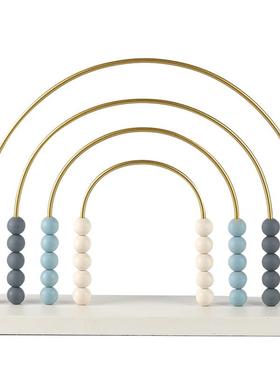 现代简约创意拱形圆球珠子摆件客厅儿童样板房办公室电视柜装饰品