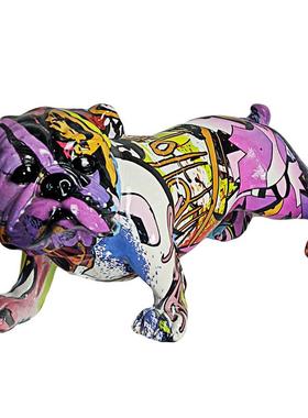 创意欧式炫彩吉娃娃客厅摆件小狗树脂工艺品家居玄关办公室装饰品