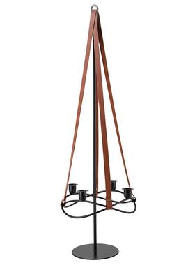 设计师烛台摆件样板间餐厅抽象艺术感皮带悬浮四头蜡烛台软装饰品